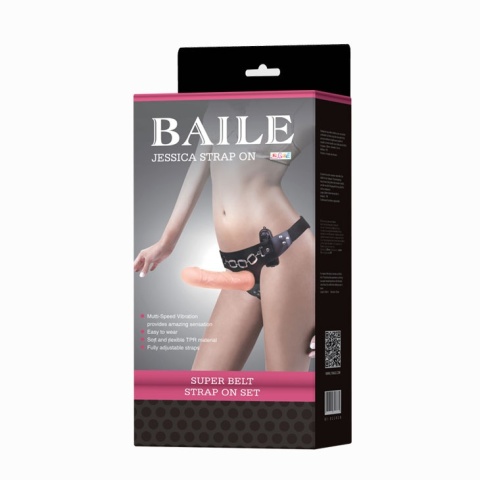 Strap-on Jessica Vibro, zakładany przez kobietę, dildo bez jąder, TPR, wibracje, pilot na kablu