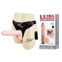 Strap-on do zakładania przez kobietę, dildo z jądrami, PVC, wibracje, pilot na kablu, Baile1, Ultra Passionate