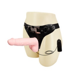 Strap-on do zakładania przez kobietę, dildo z jądrami, PVC, wibracje, pilot na kablu, Baile1, Ultra Passionate