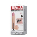Strap-on do zakładania przez kobietę, dildo z jądrami, PVC, wibracje, pilot na kablu, Baile1, Ultra Passionate