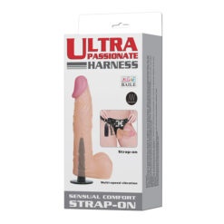 Strap-on do zakładania przez kobietę, dildo z jądrami, PVC, wibracje, pilot na kablu, Baile1, Ultra Passionate