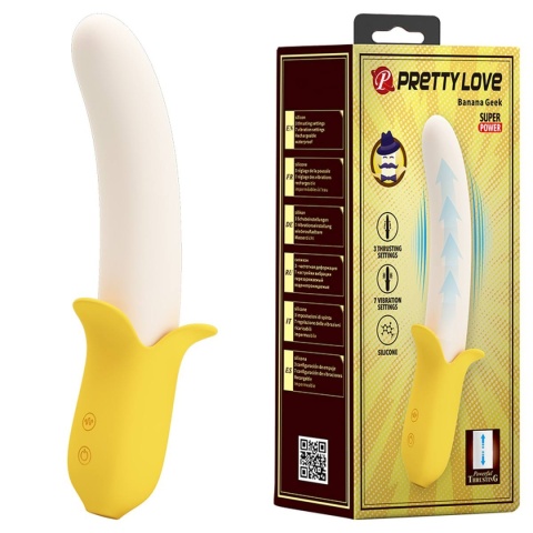 Wibrator Teleskopowy Banan, wibracje i ruch posuwisty, silikon, USB