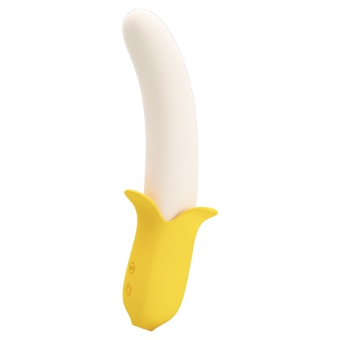 Wibrator Teleskopowy Banan, wibracje i ruch posuwisty, silikon, USB