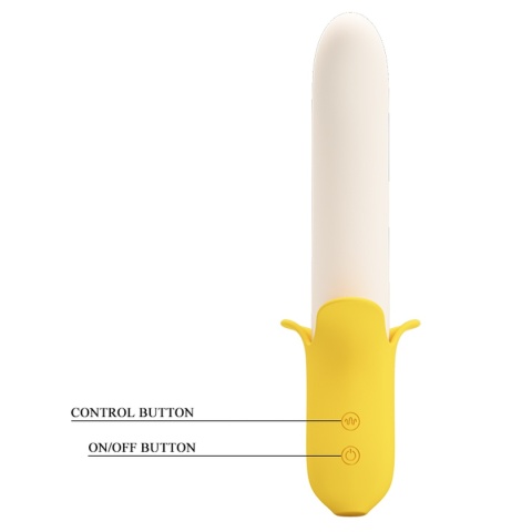 Wibrator Teleskopowy Banan, wibracje i ruch posuwisty, silikon, USB
