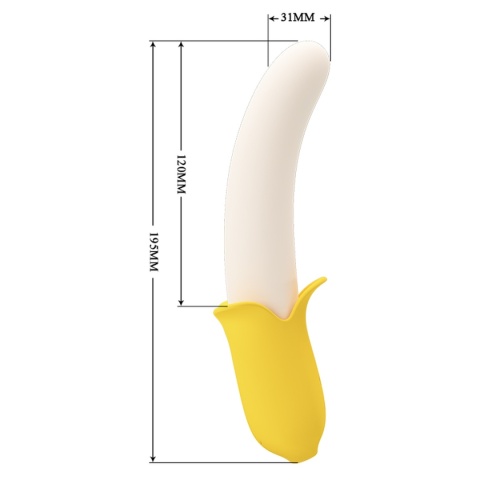 Wibrator Teleskopowy Banan, wibracje i ruch posuwisty, silikon, USB