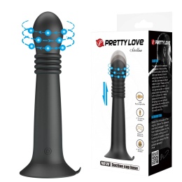 Wibrator na przyssawce, Stellan, teleskopowe, nierealistyczne dildo na przyssawce, pchnięcia i rotacje, silikon USB