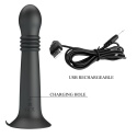 Wibrator na przyssawce, Stellan, teleskopowe, nierealistyczne dildo na przyssawce, pchnięcia i rotacje, silikon USB
