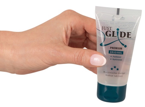 Żel/lubrykant na bazie wody, Just Glide Premium, z pantenolem i kwasem hialuronowym, tuba 200 ml
