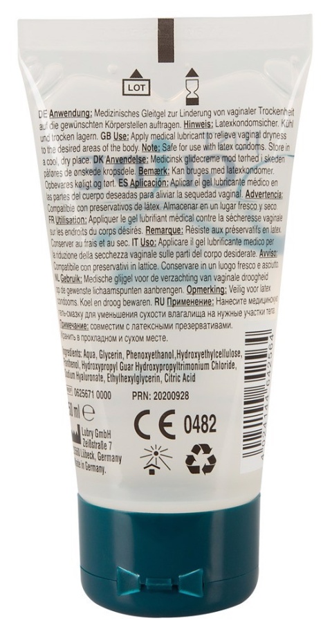 Żel/lubrykant na bazie wody, Just Glide Premium, z pantenolem i kwasem hialuronowym, tuba 200 ml