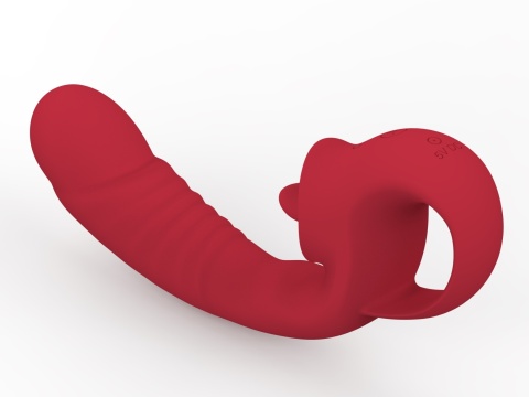 Masażer Crescent Tongue, stymulator dla kobiet, dwufunkcyjny: penetracja i stymulacja łechtaczki językiem, silikon, USB