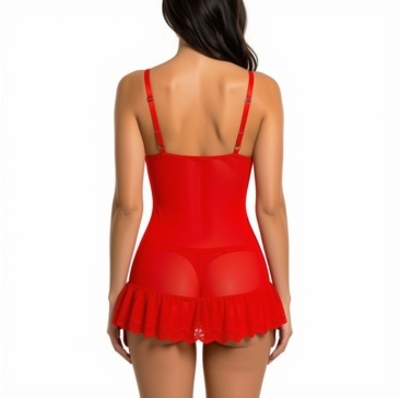 Zestaw bielizny Nuit Red: koszulka i stringi, LivCoCorsetti