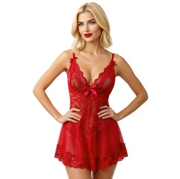 Zestaw bielizny Nuit Red: koszulka i stringi, LivCoCorsetti