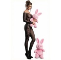 Bodystocking Abra, czarne lub czerwone, z rękawami, otwarte w kroku, LivcoCorsetti