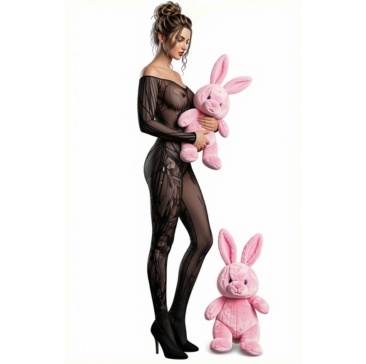 Bodystocking Abra, czarne lub czerwone, z rękawami, otwarte w kroku, LivcoCorsetti
