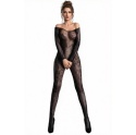 Bodystocking Abra, czarne lub czerwone, z rękawami, otwarte w kroku, LivcoCorsetti