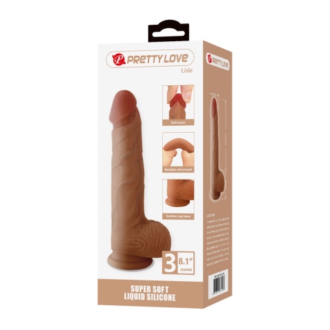 Dildo Lisle, 8.1 na przyssawce, płynny silikon, Pretty Love