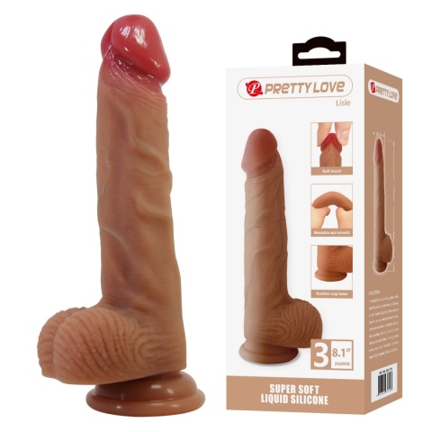 Dildo Lisle, 8.1 na przyssawce, płynny silikon, Pretty Love