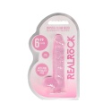 Dildo na przyssawce, 6.0, krystalicznie fiołkowe/szmaragdowe/bezbarwne/różowe, z jądrami, TPE