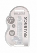 Dildo na przyssawce, 6.0, krystalicznie fiołkowe/szmaragdowe/bezbarwne/różowe, z jądrami, TPE