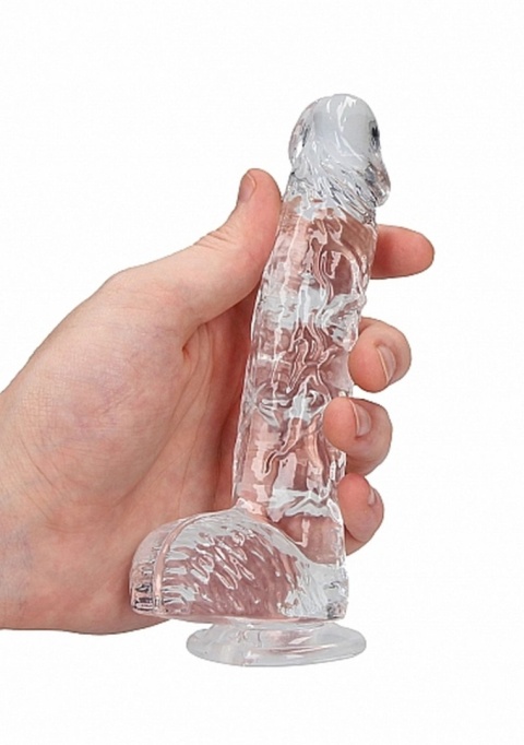 Dildo na przyssawce, 6.0, krystalicznie fiołkowe/szmaragdowe/bezbarwne/różowe, z jądrami, TPE