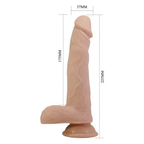 Dildo na przyssawce, Davey, ruch posuwisty i wibracje, silikon, pilot zdalny