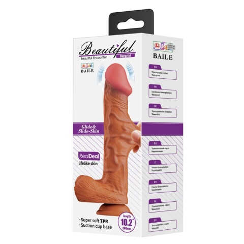 Dildo z wibracjami Bergisi 10,2, na przyssawce, pilot na kablu, TPR, 2x AA