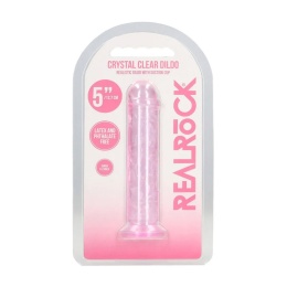 Dildo na przyssawce, 5.0, krystalicznie różowe, bez jąder, TPE, SHOTS