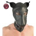 Maska psa, do zabaw BDSM (uśmiechnięty pies), skóra syntetyczna (poliester, poliuretan).