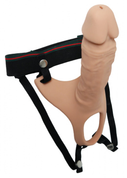 Strap-on Super Hero silikon, pusty w środku (dla mężczyzn), bez wibracji, z pierścieniem na jądra