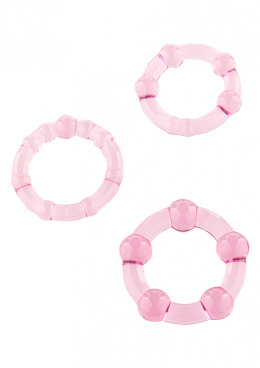 Zestaw żelowych pierścieni erekcyjnych, Stay Hard, różowe, TPR