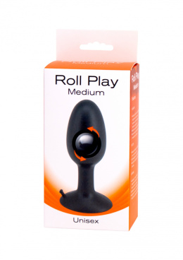 Korek analny na przyssawce, z mimośrodową kulką w środku, Roll Play rozmiar M