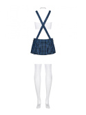 Kostium - niegrzeczna uczennica, komplet: spódniczka+top+krawat+stringi+podkolanówki, Obsessive biało-niebieska