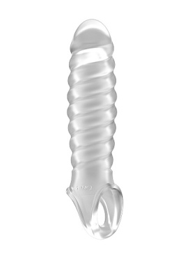 Nakładka na penisa, prążkowana, z zaczepem na jądra, SONO no32, wydłużająca i pogrubiająca penisa