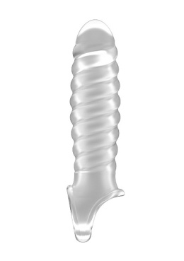 Nakładka na penisa, prążkowana, z zaczepem na jądra, SONO, wydłużająca i pogrubiająca penisa