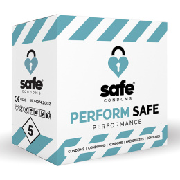Prezerwatywy Safe Condoms, Performance, delikatnie opóźniające wytrysk, 5 szt.