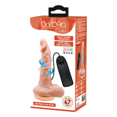 Wibrujące dildo na przyssawce (wibrator o ruchu rotacyjnym), sterowane pilotem na kablu, Max, Barbara 6,7