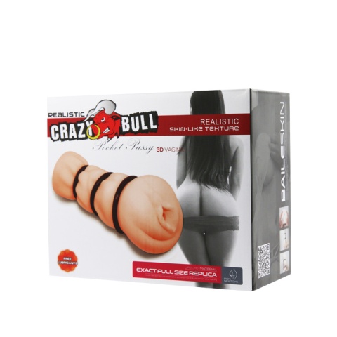 Masturbator bez wibracji, pocket Pussy 3D, cyberskóra, Crazy Bull Baile