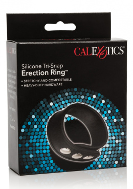 Pierścień na penisa, silikon, metalowe napy, Calexotics, Tro-Snap Erection Ring
