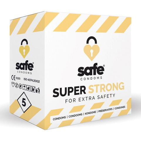 Prezerwatywy wysokiej jakości, Safe Condoms Super Strong, super wytrzymałe, pudełko - 5 szt