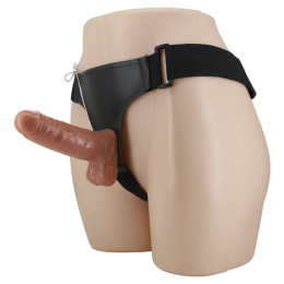 Strap-on z jednym dildem, wersja zakładana przez kobiety, Baile Ultra Passionate Harness Realdeal Penis 6,2, z wibracjami