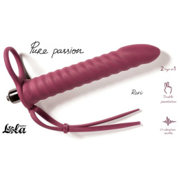Strap-on do podwójnej penetracji, dildo analne zakładane na penisa i jądra, silikon, baterie, RoRi, Lola