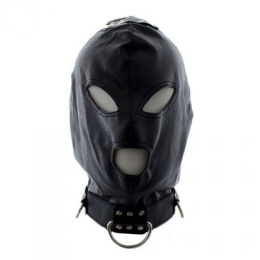 Kaptur BDSM z metalowymi kółkami, maska, skóra syntetyczna, T4L