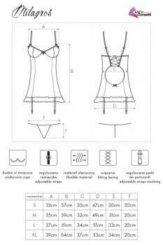 Komplet bielizny erotycznej: koszulka z podwiązkami+stringi+pończochy, Milagros, LivCoCorsetti.