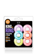 Pierścienie erekcyjne(zestaw pierścieni na penisa), 6 szt., TPE, King of the Ring, Blush